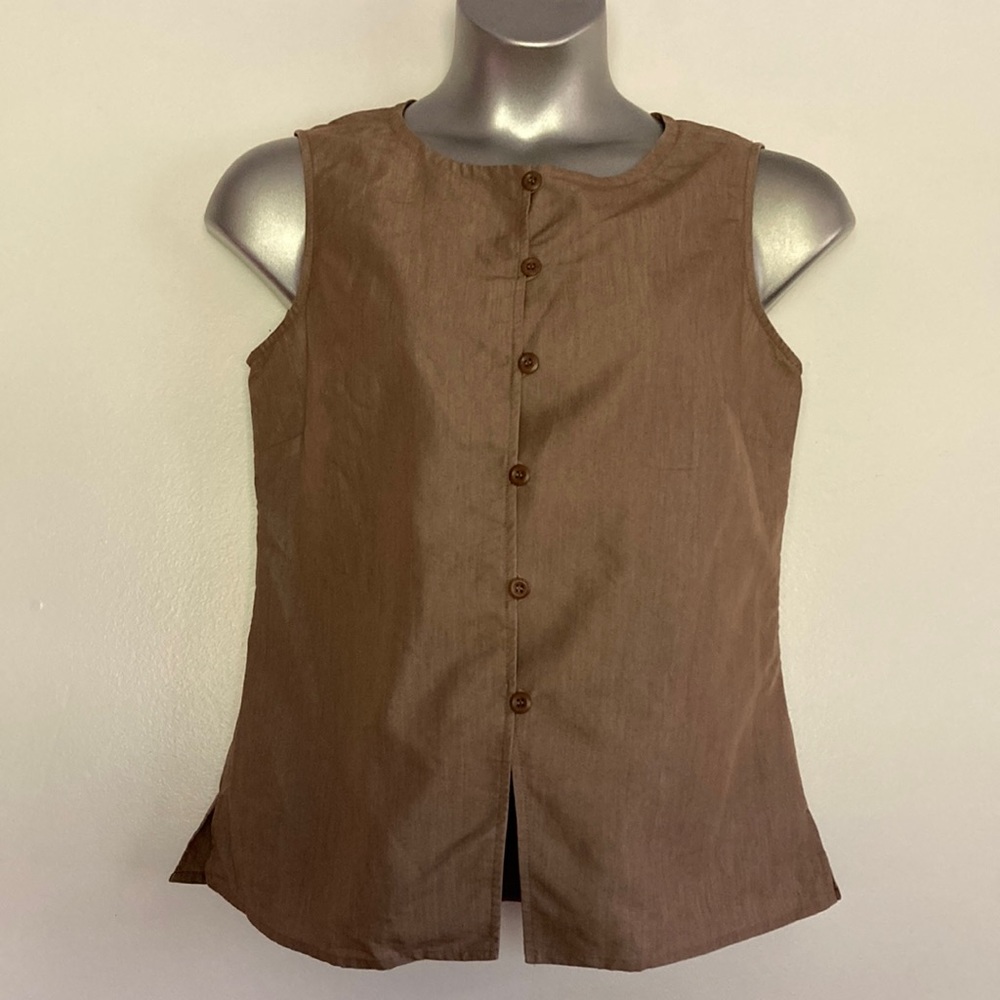 J H Collectibles Sleeveless blouse with Rouleau Button Loops